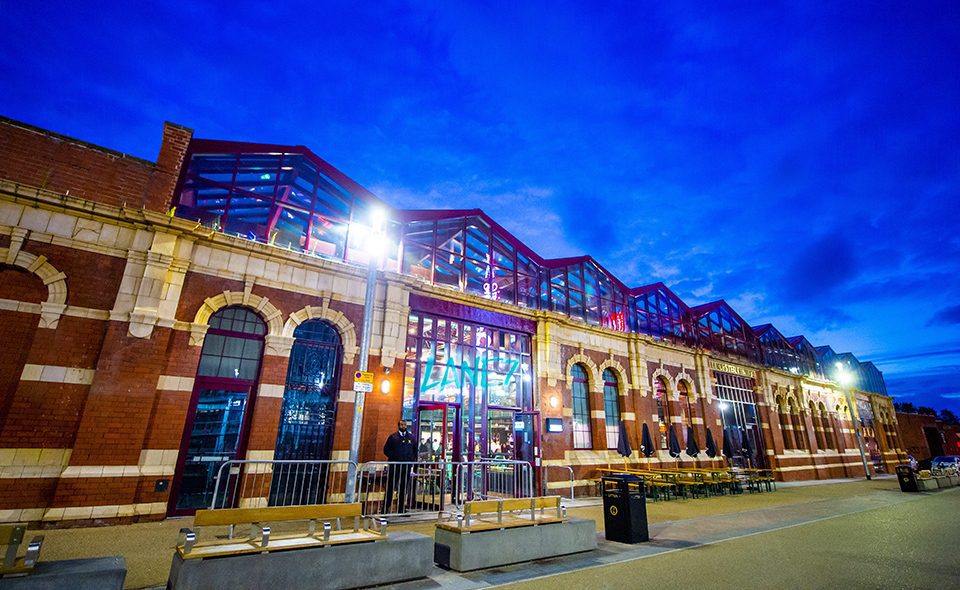 The outside of Lane 7 in Leicester at night